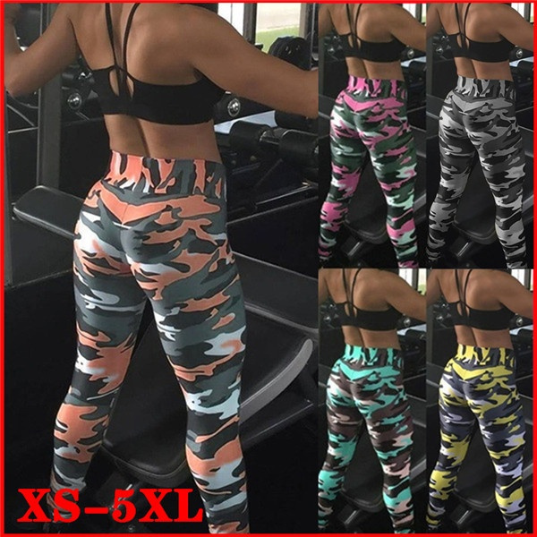 Woman Sexy Camouflage Printed Tight Legging Pants Fashion High Waist  Elastic Force Butt Lift Skinny Yoga Fitness Running Trousers