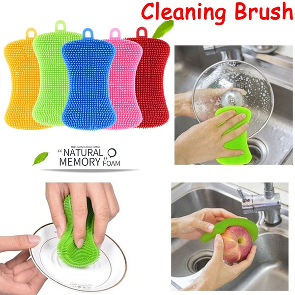 Kitchen Cleaning Brush, Silicone Dishwashing Brush, Fruit