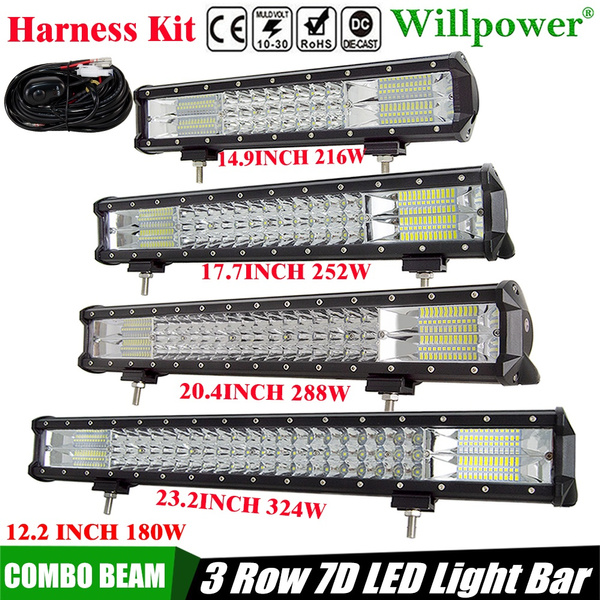 Willpower Supper Bright 7D Tri Row LED Work Light Bar Flood Spot Combo for  Truck Vehicles 4x4 4WD SUV ATV UTV Boat Car Driving Lamp with Wiring  Harness Cable Kit