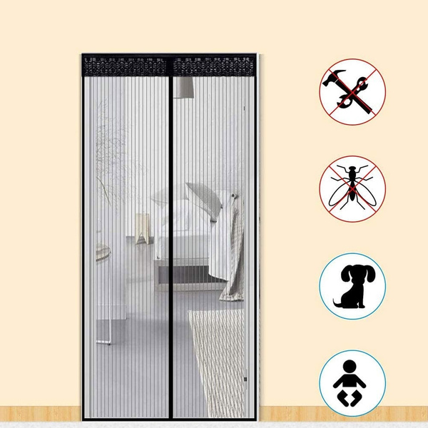 Summer mesh anti-mosquito and fly curtains automatically close the door ...