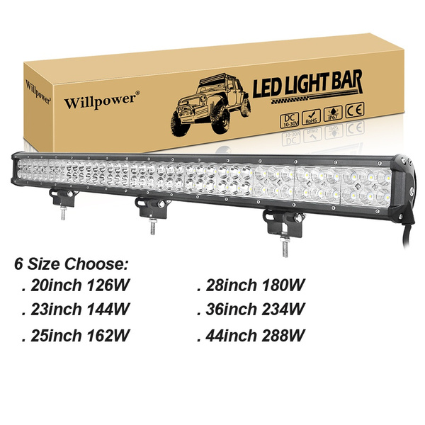 Willpower 3D 6000K White Led Light Bar 12V to 24V Flood Spot Beam Combo for  Off road Truck SUV UTE ATV Car 4WD Boat , Size 20inch , 23inch, 25inch,  28inch, 36inch 