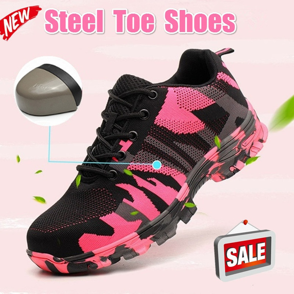 Ladies Safety Shoes Camouflage Pink 