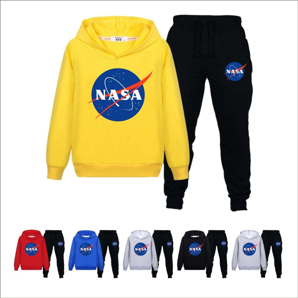 Newest Fashion Kids Clothes NASA Printed Hoodies Pants Set Casual