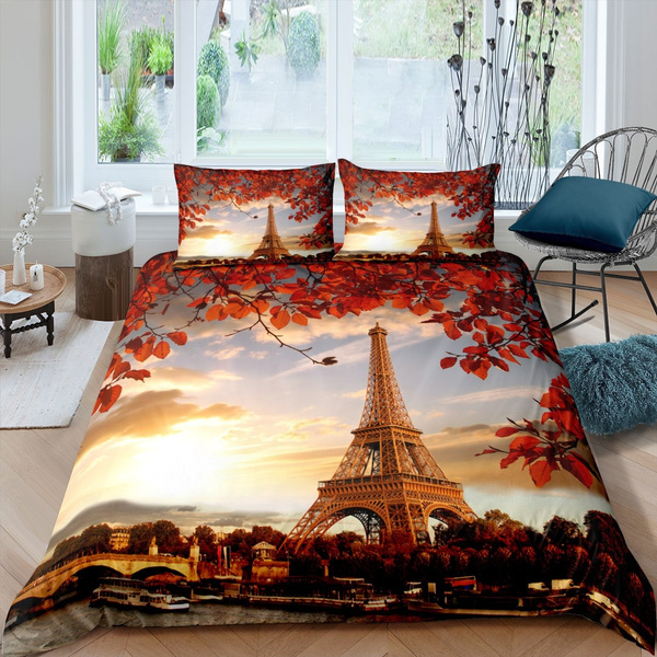 Scenery Paris Eiffel Tower Print Bedding Duvet Cover Set Pillow Case US UK AU 