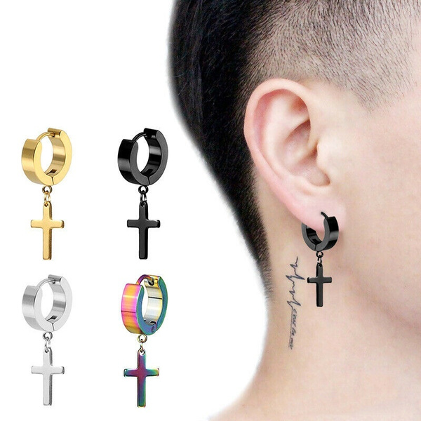 1Pc Punk Stainless Steel Men Ear Stud 