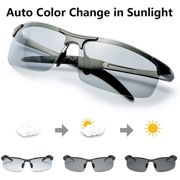 Men's Photochromic Sunglasses with Polarized Lens for Outdoor 100% UV ...