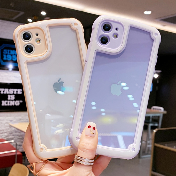 Shockproof Bumper Silicone Frame Transparent Cover For Iphone 11 Pro Max X Xr Xs Max 6 6s 7 8 Plus Se Candy Color Clear Phone Case Wish