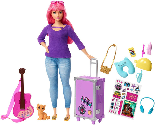 Barbie Daisy Doll Pink Hair Curvy with Kitten Guitar Opening