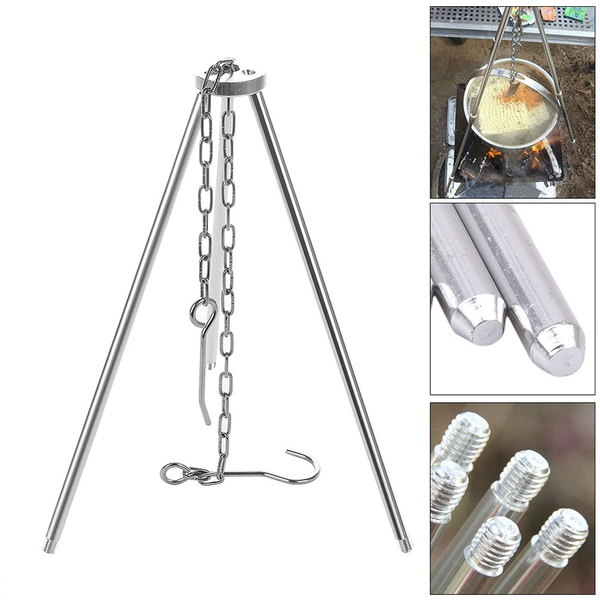 BBQ Grill Tripod Camping Campfire Holder Camp Picnic Cooking Hanging Pot Tool 