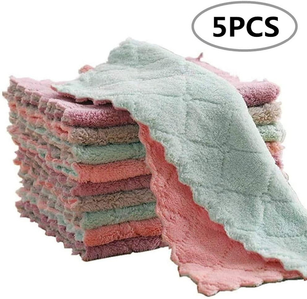 5pack Kitchen Towels and Dishcloths Set Microfiber Cleaning Cloth, Kitchen  Cloth Dish Towels, Dusting Rags Washcloth, Face Hand Towel
