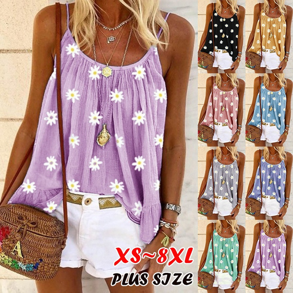 Blusa Sin Mangas Con Cuello Redondo Y Estampado De Flores De Blusa Sin Mangas Con Cuello Redondo Y Estampado De Flores De