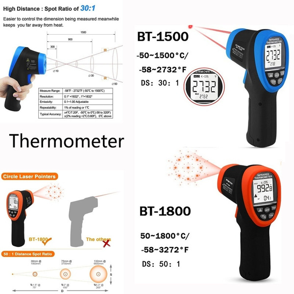 BT-1500 Digital Laser Thermometer Pyrometer 30:1 Laser Thermometer