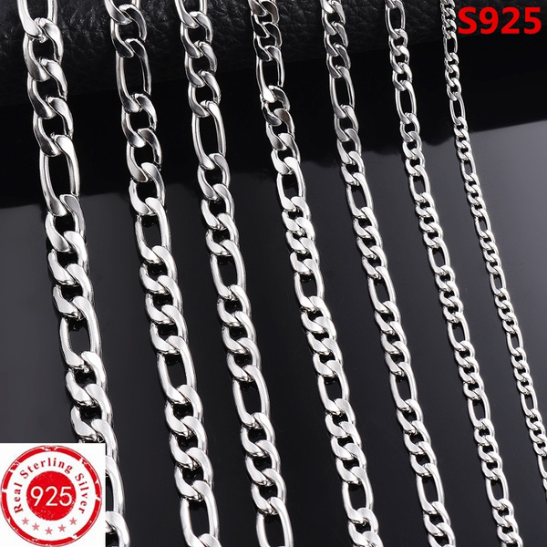Wholesale Jewelry! High Quality 925 Sterling Silver Figaro Chain Bracelet &  Necklace 925 Solid Silver Women Men Jewelry Set Necklace 8-30 inches | 