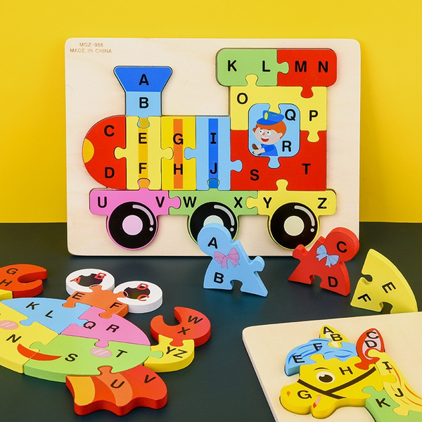 Big Size Baby Toys 3D Wooden Puzzle Cartoon Letter Animal Intelligence ...