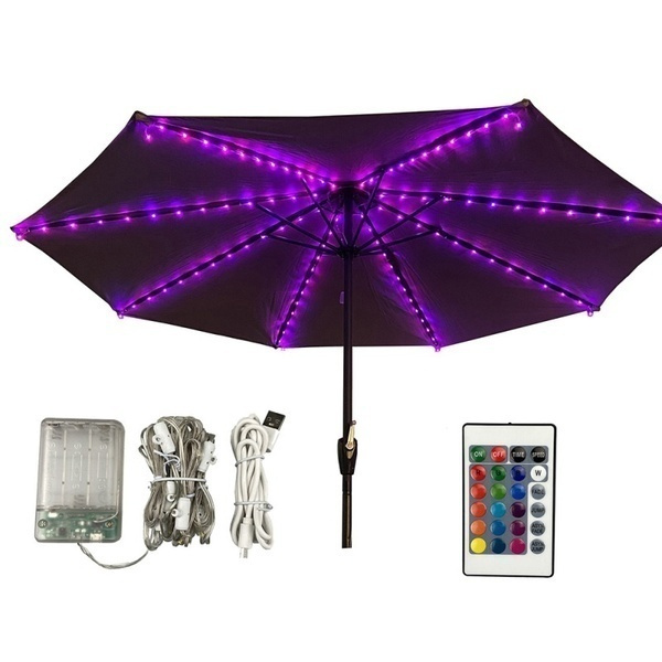 Umbrella Lights 104leds Patio Umbrella Lights 8 Mode Fairy String Lights Waterproof Decorative Lamp With Remote Control Garden Wish