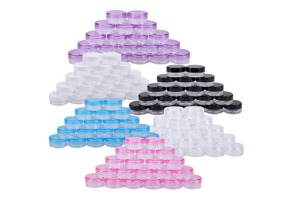 60pcs 3 Gram / 3ML Empty Sample Containers with Lids, Plastic Small Pot  Jars Clear Tiny Makeup Cosmetic Containers for Creams, Eye Shadow, Powder