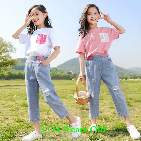 Pants Outfits Boys Baby Denim Tops Girls Sets Shirt+Loose Girls Outfits&Set  Streetwear Outfits 