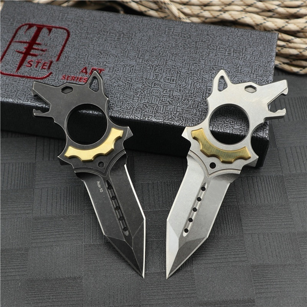 AUS10 Knife Hand Daggers Knives Hunting Knife Survival EDC Utility Leather Sheath Outdoor