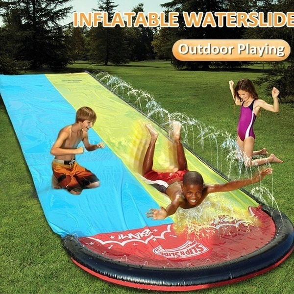 Double Water Slide Inflatable Play Slide For Kids Swimming Pool  Outdoor Toys 