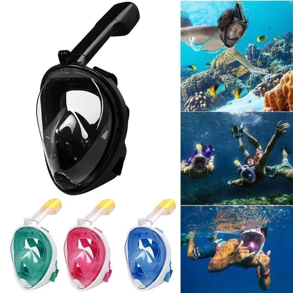 Adult Kids Swimming Full Face Mask Surface Diving Breath Snorkel Scuba For GoPro 