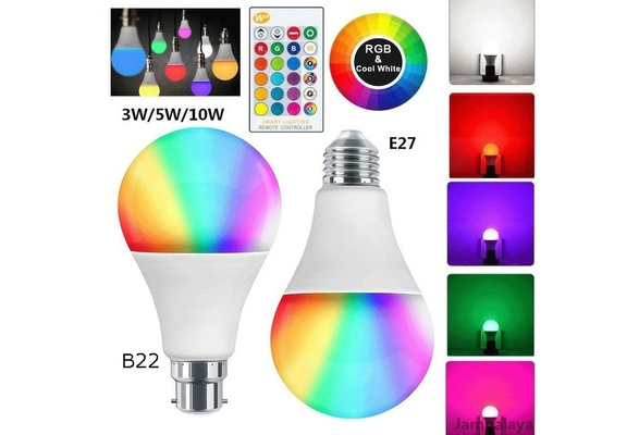5W B22 E27 RGB LED Light Bulb Lamp 16 Colour Changing With IR Remote Control UK