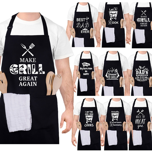 ZiQilin Adjustable Funny Kitchen Apron with Pockets, Cooking Chef Aprons  for Women Men, Black Grill BBQ Aprons Creative Gifts