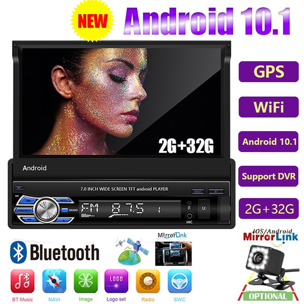 2G+32G] Android 10.1 Car Radio Autoradio 1 Din 7'' Touch Screen Car  Multimedia Player GPS Navigation Wifi Auto MP5 Bluetooth USB FM with Rear  View Camera(optional)