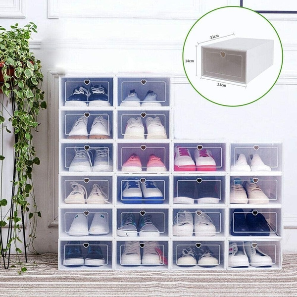 20 Pieces Shoe Storage Transparent Shoe Box with Lid Stackable Shoe ...