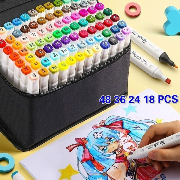 1PCS Optional 168 Color Matching Art Markers Brush Pen Sketch Alcohol Based  Markers Dual Head Manga Drawing Pens Art Supplies