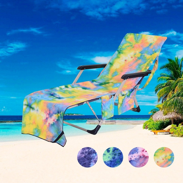Patio Garden Furniture Microfiber Beach Chair Cover Chaise Lounge Towel Quick Dry Storage Pockets Sun Outdoor Covers Patio Garden Furniture Microfiber, Beach Chaise Lounge Chair Cover Towel