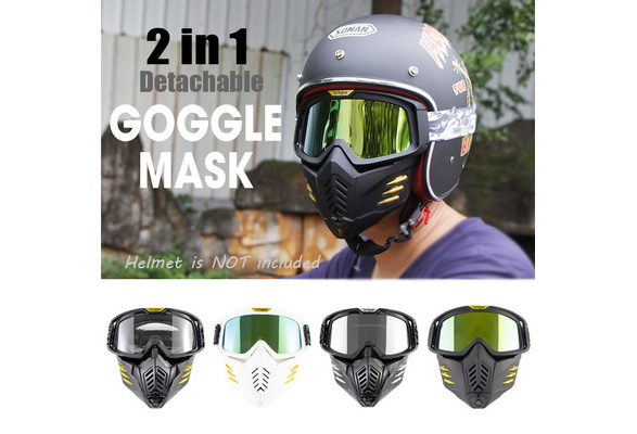 Gafas desmontables y filtro de boca para casco de cara abierta portátil duradero 