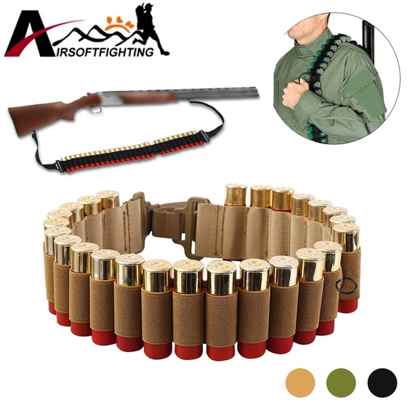 Tactical Hunting 12/20GA Shotgun Shell Holder Belt 25 Shell Cartridge Ammo Sling 