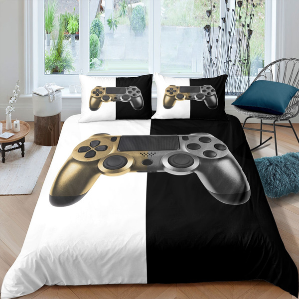Loussiesd Gamer Duvet Cover for Boys Girls,Game Bedding Set Double,Kids Video Game Gamepad Comforter Cover Game Controller Bedspread Teens Bedroom Decor,1 Duvet Cover with 2 Pillowcase No Comforter