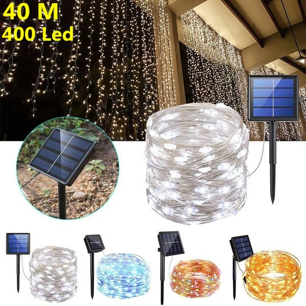 100/200/300/400 LED Solar Fairy String Light Copper Wire Outdoor Garden Decor 