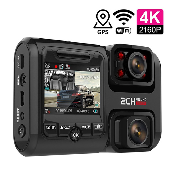 Veement 4K Dual Dash Camera for Car with GPS, 2160P Front+1080P Inside Rear  Cam, Sony Starvis Sensor, Infrared Night Vision, 24H Motion Detection