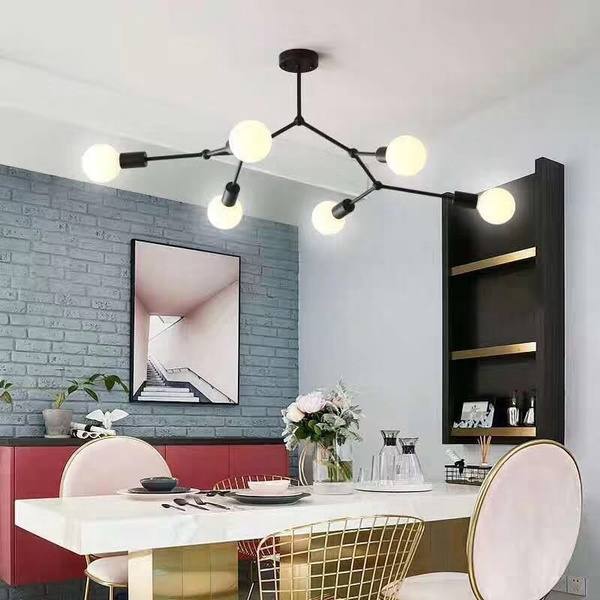 Nordic Design 3 4 6 Bulbs Diy Metal, Gold Pendant Lighting For Dining Room