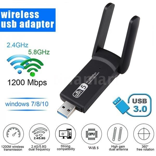Adaptateur WiFi USB 1200Mbps, WiFi Dongle Double Bande 2.4GHz