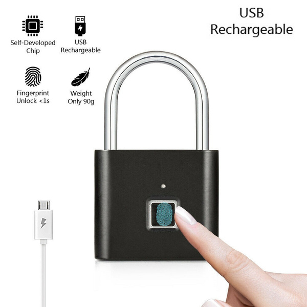 Smart Bluetooth Fingerprint Lock Anti-Theft Keyless Security Padlock w//USB-Cable