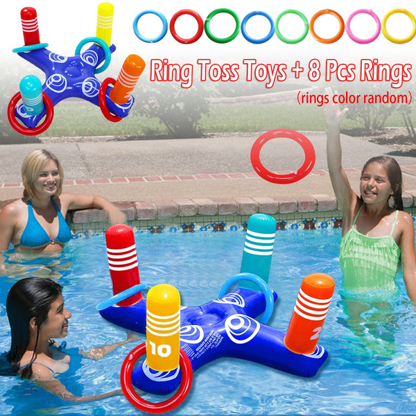 JOZON Inflatable Ring Toss Pool Game Toys with 6 Pcs Rings Floating Swimming Pool Ring Water Floating Throwing Ring Play for Multiplayer Summer Beach Pool Family Indoor Outdoor Game 