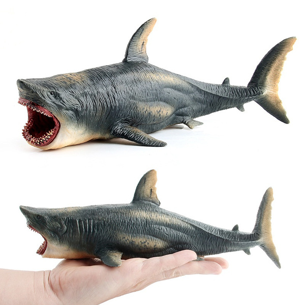 Big Size 24x11x9 Prehistoric Megalodon Blue Whale Ocean Animal Shark Model Ornament Kids Education Toy Wish