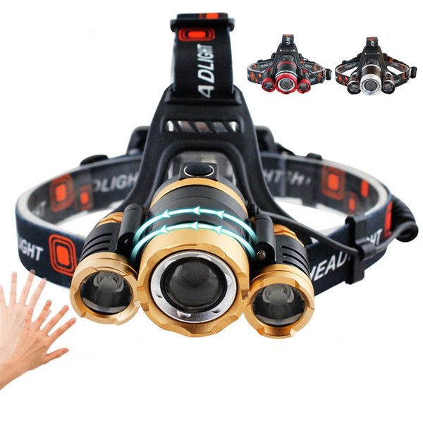 Flashlight torch sensor lamp head powerful usb headlamp headlight T6 led long