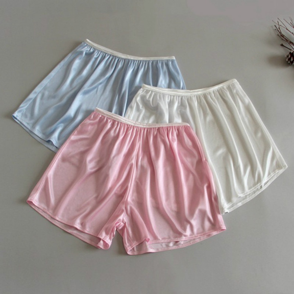 Women Faux Silk Satin Shorts Underwear Petticoat Underpants Soft Safty  Loose