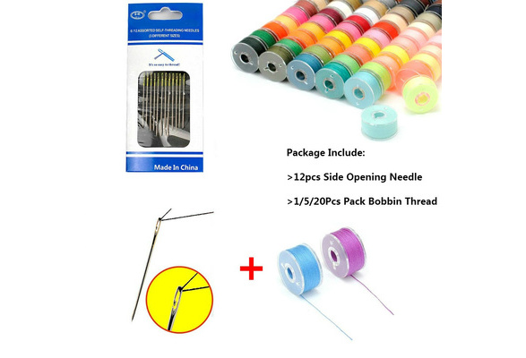 1/5/20 Colors Bobbin Thread And 12PCS/Pack Side Opening Needles Prewound Embroidery  Bobbins Polyester Embroidery Machine Thread for Embroidery & Sewing Machines