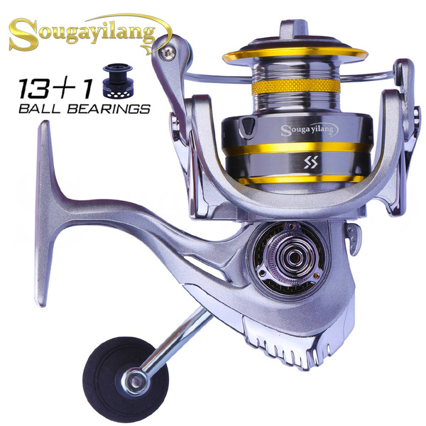 Sougayilang Spinning Fishing Reels 13+1BB Double Spool Fishing Reel 5.1:1  5.5:1 Gear Ratio Carp Fishing Reels