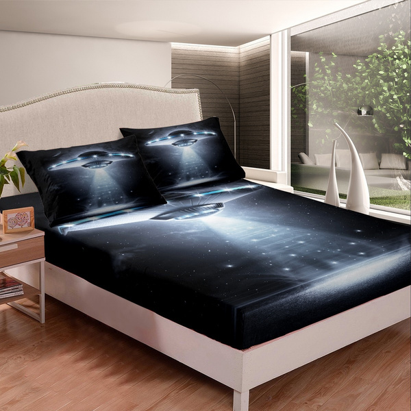Ufo Fitted Sheet Alien Outer Space, Supernatural Bedding Twin Xl