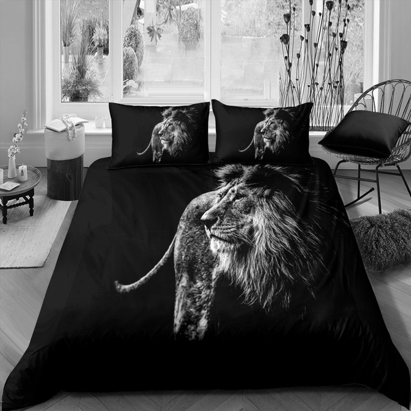Lion Duvet Cover Sets Black Bedding Set, Lion Duvet Cover