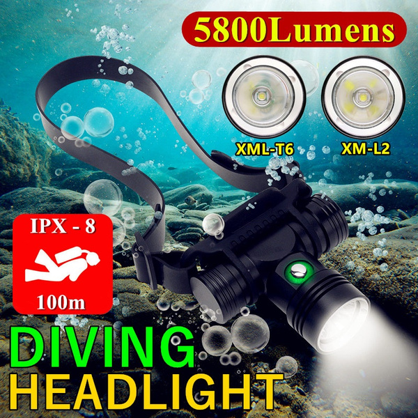 CREE XM L2/T6 Underwater 100m Scuba LED Diving Headlight IPX8