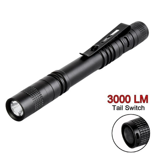 50000LM Mini LED Penlight Flashlight Torch Clip Pocket Waterproof Lamp Light AA 