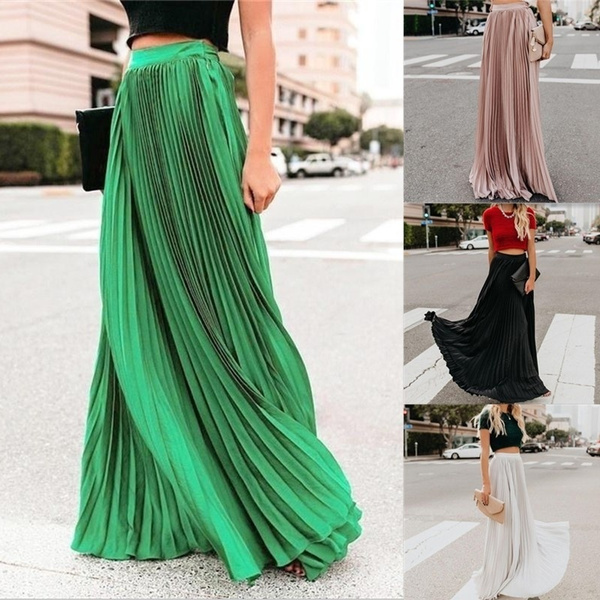 Ladies pleated maxi outlet skirt