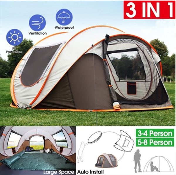 3-4/5-8 People Throw Tent Outdoor Automatic Tents Double Layer Waterproof  Camping Hiking Tent 4 Season Outdoor Large Family Pop Up Tents | Wish